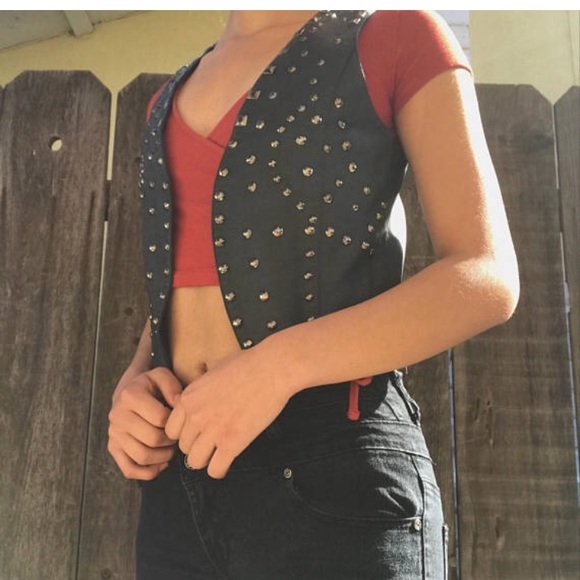 Dark Gray Vest w/ Studs - Picture 4 of 4